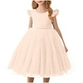 thumbnail image 2 of ZACPNCV Toddler Girls Tutu Sundress Ruffle Sleeve Birthday Party Dresses Kids Princess Communion Gown Bridesmaid Wedding Prom Dress 6-7 Years, 2 of 6