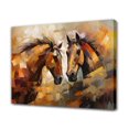 thumbnail image 1 of Dos caballos marrones se miran entre sí en estilo abstracto, póster en lienzo, decoración de dormitorio, paisaje deportivo, decoración de oficina, regalo, estilo marco, 20 x 30 cm, 1 of 8