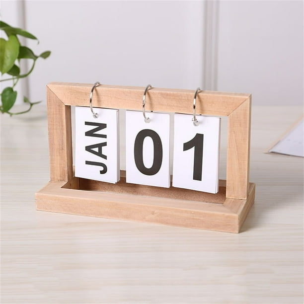 Calendario perpetuo de madera para decoración del hogar y la Oficina, accesorio de fotografía con tapa, indicador de fecha y mes, horario de escritorio, planificador diario