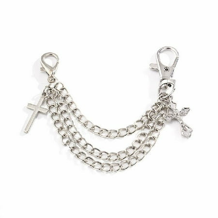 

SEFUONI Women Boot Anklet Silver Chain Shiny Fringes Shoe with for Cross Charm Fancy Jew