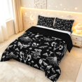 thumbnail image 2 of Homewish Gothic Moths Skull Queen Comforter Set,Spooky Botanical Mushroom Comforter Sets Queen,Black Gray,Black Reversible,3-Piece,1 Comforter and 2 Pillowcases, 2 of 7