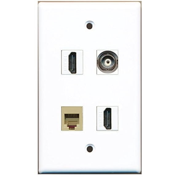 RiteAV - 2 Port HDMI 1 Port Phone RJ11 RJ12 Beige 1 Port BNC Wall Plate