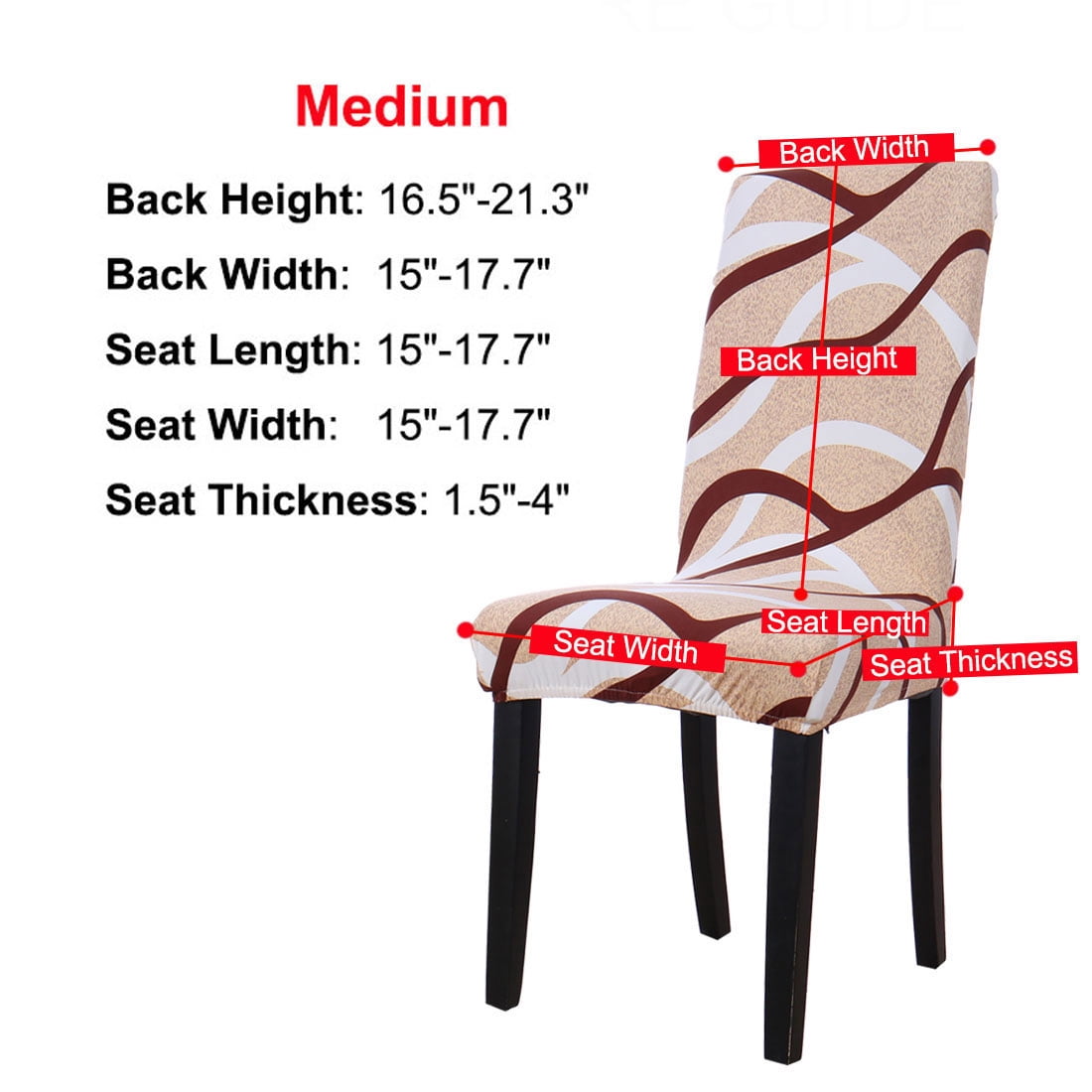 Unique Bargains Stretch Spandex Dining Chair Slipcover Khaki and Brown M