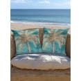 thumbnail image 5 of Outdoor Pillows Waterproof, Coastal Beach Tree Throw Pillows with Inserts Included, Vintage Teal Brown Tropical Palm Tree Indoor Outdoor Decorative Lumbar Pillow for Bed/Couch/Patio 18"x18", 2Pcs, 5 of 8