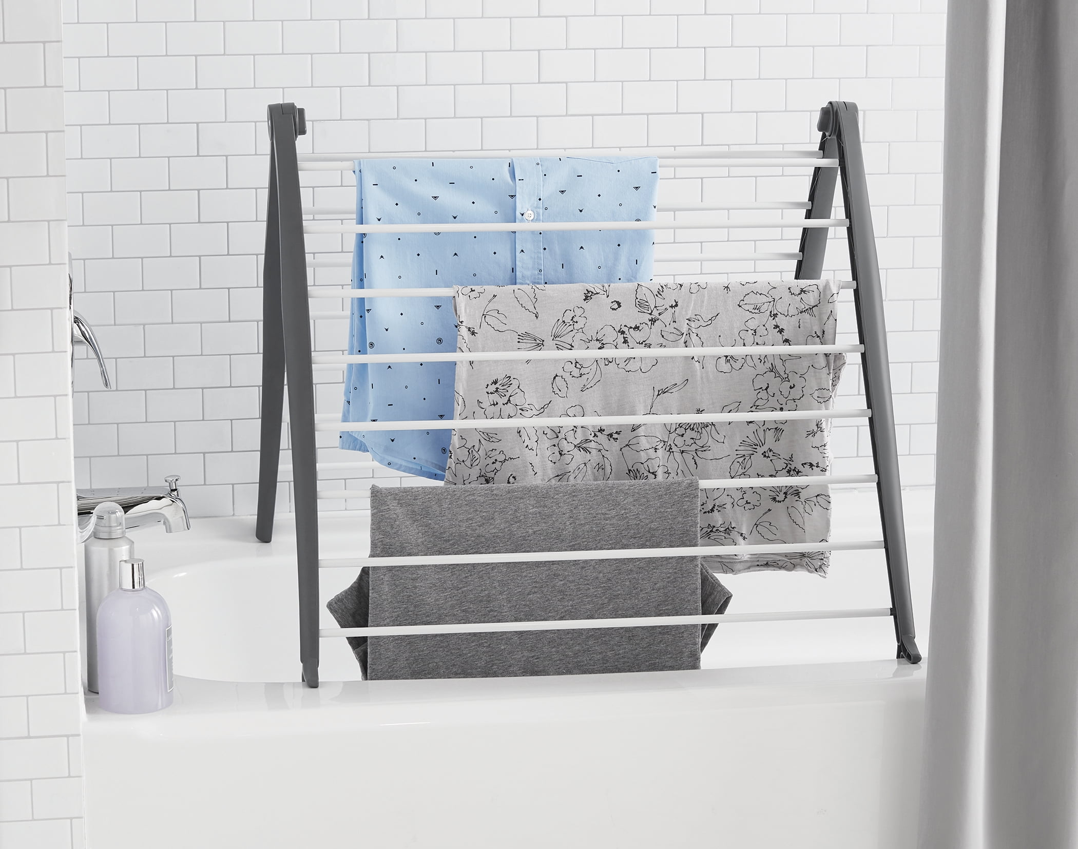 Séchoir à linge pliable en métal en forme de A Whitmor - Gain de place, gris