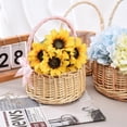 thumbnail image 2 of Wedding Flower Girl Basket, Wicker Rattan Flower Basket with Handle, Petal Basket Candy Storage Basket, Rattan Box Home Decoration, 2 of 6
