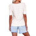thumbnail image 3 of Womens Tops Dressy Casual Cute Hollow Embroidered Blouses Short Sleeve Shirts Summer Outfits 2025 Beige XXL, 3 of 9