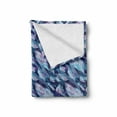 thumbnail image 2 of Indigo Soft Flannel Fleece Throw Blanket, Paisley Design with Feathers and Wavy Floral Print, Cozy Plush for Indoor and Outdoor Use, 60" x 80", Pale Blue Navy Blue, by Ambesonne, 2 of 6