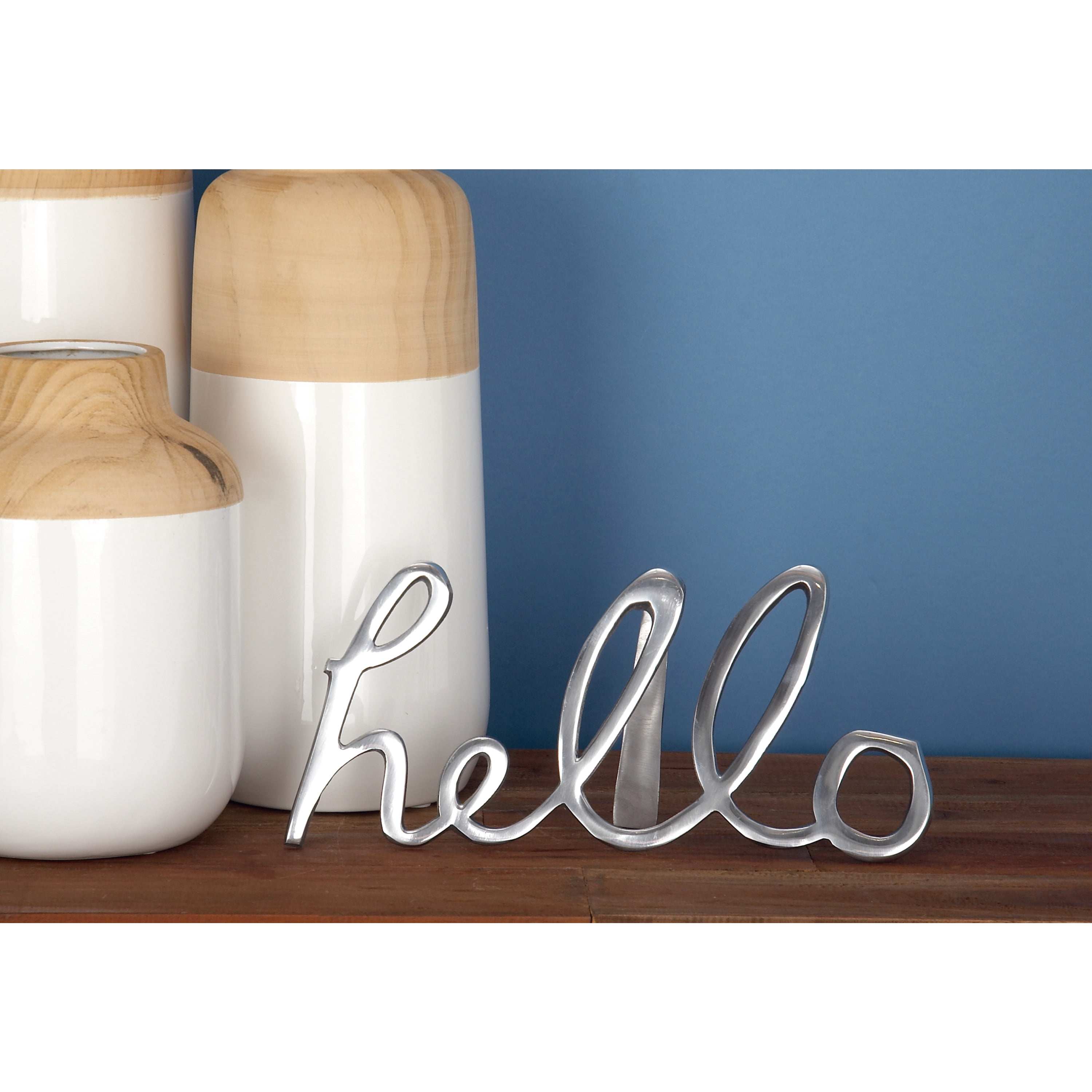 CosmoLiving by Cosmopolitan Hello Aluminum Decorative Sign, 3-Pieces