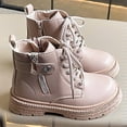 thumbnail image 2 of Povozer Kids Girls Side Zipper Combat Ankle Boots(Red,11.5), 2 of 6