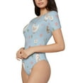 thumbnail image 2 of Daiia Funny Chicken print Women's Crew Neck Short Sleeve Bodysuit Fashion Tops Fit Casual Basic Extender Bodysuit-Small, 2 of 9