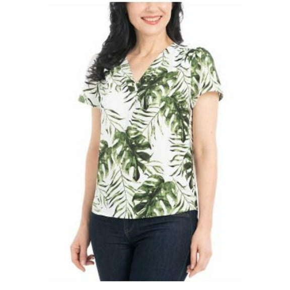 Hilary Radley Ladies' Printed Blouse (Green Tropical, Small)