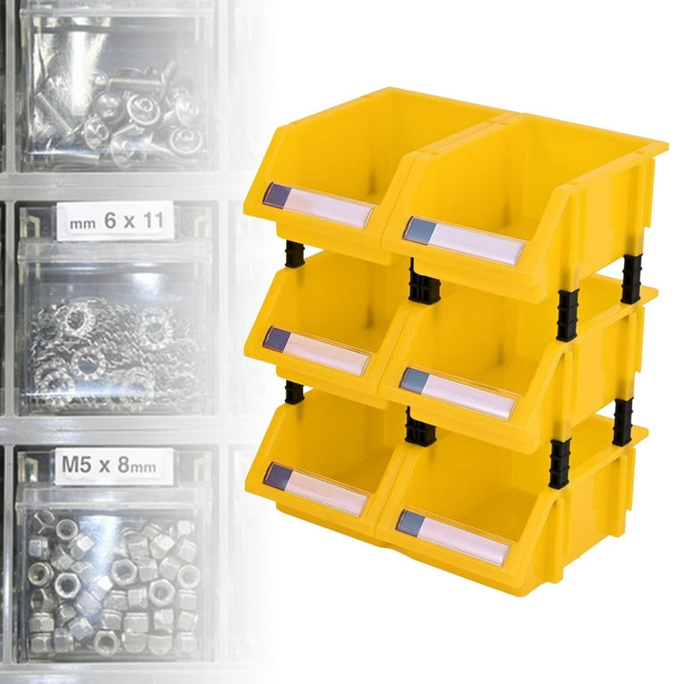 AERCANA Small parts Storage Bin hardware storage organizer Screw organizers  Stackable storage bins craftsman storage bins 6 pack (Yellow)