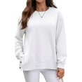 thumbnail image 3 of Female Oversized Sweatshirts Long Sleeve Hoodies Shirts Fall Side Slit Pullover Top Teen Outfits White XXL, 3 of 10