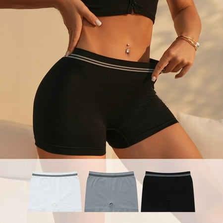 Rigardu Hot Sale!! Boyshort Underwear for Women Cotton Boxer Briefs Full Coverage Ladies Boyshorts Panties 3 Pack Women s Underwear Shorts Anti Chafing Shorts Boyshorts Regular & Plus Size Black L