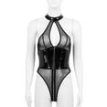 thumbnail image 5 of Gvmfive Women PU Leather Sleepwear Teddy Bodycon Bodysuit Lingerie, 5 of 6