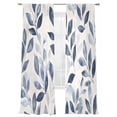 thumbnail image 2 of Navy Blue Botanical Semi Sheer Curtains 96 Inch Length 2 Panels Set, Pastoral Spring Leaves Watercolor Sheer Kitchen Curtain Privacy Voile Window Curtain for Living Room Bedroom Rod Pocket Drapes, 2 of 7