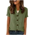 thumbnail image 4 of Yievot Womens Button Down Shirts Short Sleeve Loose Casual Tops Ladies Summer Blouses, 4 of 5