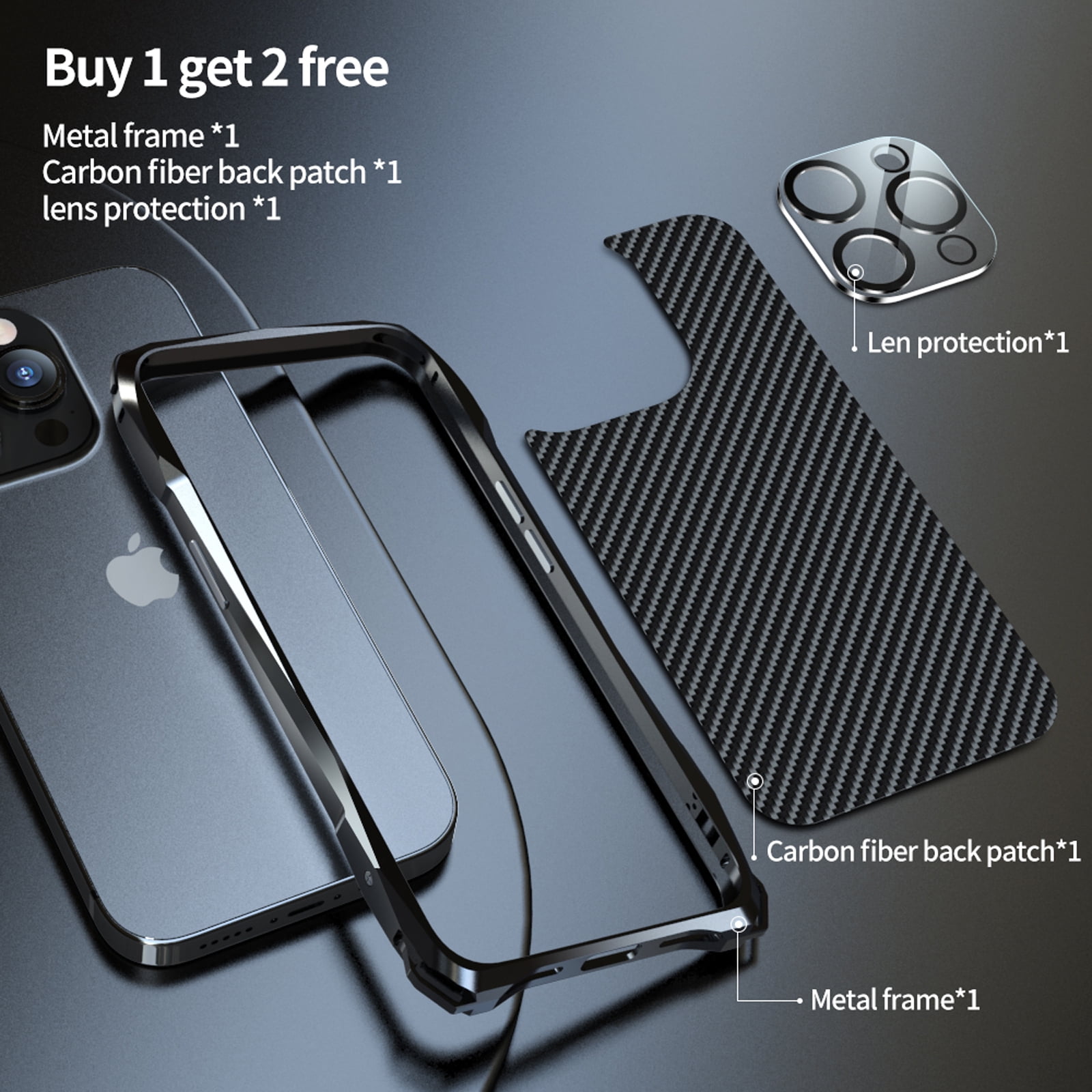 for iPhone 14 Plus with Lens Protector & Metal Bumper Frame & Carbon Fiber Back Patch Slim/Ultra-Thin Lightweight Minimalist Shockproof Protective Phone Accessories for iPhone 14 Plus, Red