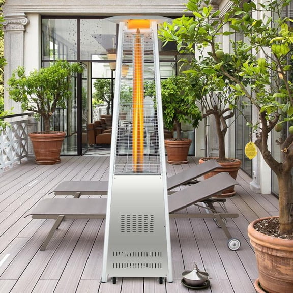 42000 BTU Stainless Steel Pyramid Patio Heater with Wheels