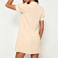 thumbnail image 6 of Efsteb Sumner Dresses for Women 2026 V-Neck Puff Short Sleeve Casual Shirts Dress with Contrast Trim Lightweight Summer Everyday Dress (Khaki,XXL), 6 of 9