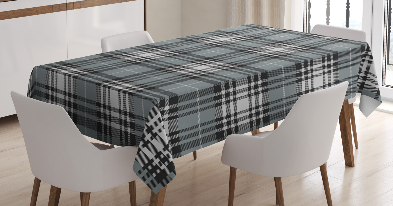 Checkered Tablecloth, Old Fashioned Plaid Tartan in Dark Colors Classic