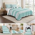thumbnail image 6 of Queen Quilt Set 90''x96'', Aqua Striped Lightweight Summer Bedspread Coverlet Set with 2 Pillow Shams, Rustic Farmhouse Stripes Breathable All Season Quilt Bedding for Bedroom/Guest Room, 6 of 9