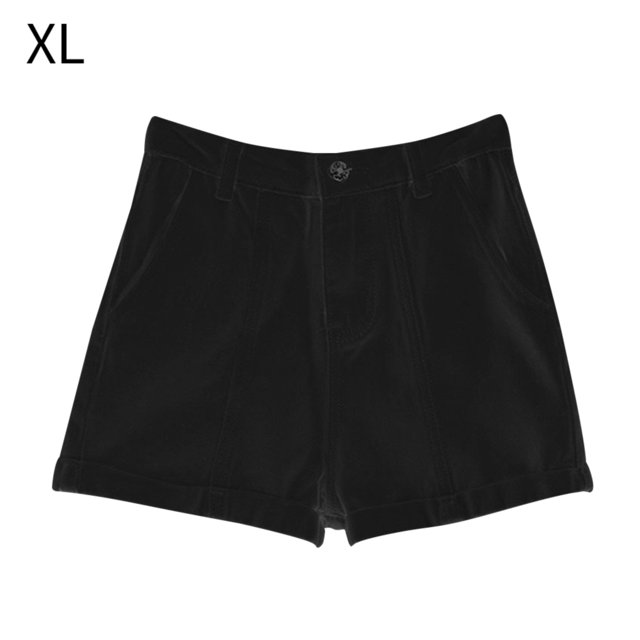 Pantalones cortos casuales Pantalones cortos sueltos de mujer Pantalones cortos de pierna ancha de cintura alta, Negro, XL tholdsy AP001507-12B