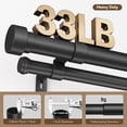 thumbnail image 2 of 1 Inch Double Curtain Rods for Windows 72 to 144 Inches(6-12 Feet), Adjustable Heavy Duty Curtain Rod with Classic Cap Finial, Telescoping Modern Style Decorative Drapery Rod, Black, 2 of 8