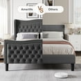 thumbnail image 5 of Gewnee Queen Bed Frame with 52'' Tall Headboard Velvet Upholstered Bed Frame,Double Nail & Wingback Design Platform Bed Frame.Dark Grey, 5 of 13