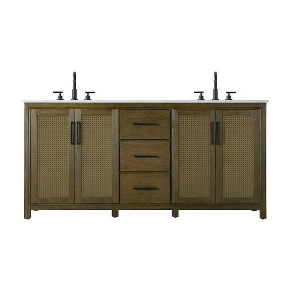 Elegant Kitchen and Bath 72  Inch Double Bathroom Vanity In Hazel Oak