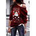 thumbnail image 4 of Christmas Sweatshirt off Shoulder Santa Sweater Shirt Crewneck Pullover for Lady, 4 of 10