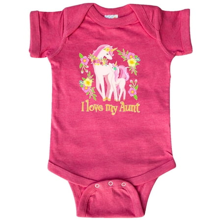 

Inktastic I Love My Aunt Unicorn with Pink and Yellow Flowers Gift Baby Boy or Baby Girl Bodysuit