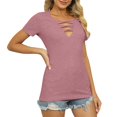 thumbnail image 2 of Gibobby Camisetas Mujer Manga Corta Camiseta manga corta ajustada informal con diseño personalidad, camiseta manga corta para mujer(Rosa,G), 2 of 4