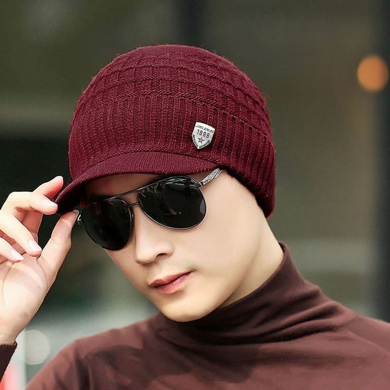 GWAABD Hurley Hats for Men Men Warm Baggy Weave Crochet Winter