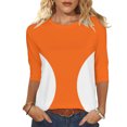 thumbnail image 2 of Ounisa Womens 3/4 Sleeve T Shirts Crew Neck All Over Print Casual Soft Comfy Loose Fit Spring Summer Daily Wear Basic Tops S-2XL, 2 of 6