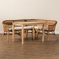 thumbnail image 2 of Baxton Studio Nella 3-Piece Wood & Rattan Dining Nook Set in Brown, 2 of 11