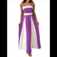 thumbnail image 3 of Vestido con Tirantes Finos y Colores Contrastantes para Mujer, Elegante, de Cintura Alta y con Aberturas Laterales. Violeta Oscuro L, 3 of 7