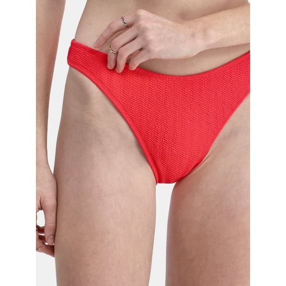 No Boundaries Women's Herringbone Crinkle Bikini Bottoms, Sizes XXS-XXL