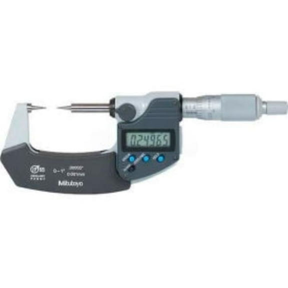 342-351-30 Digimatic 0-1 in. & 25.4 mm Point Anvil Micrometer Data Output & Ratchet Stop Thimble