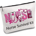 thumbnail image 1 of Bolsa de maquillaje de lona rosa con cierre metálico y estuche para cosméticos, neceser de viaje de polialgodón, ideal como regalo., 1 of 6