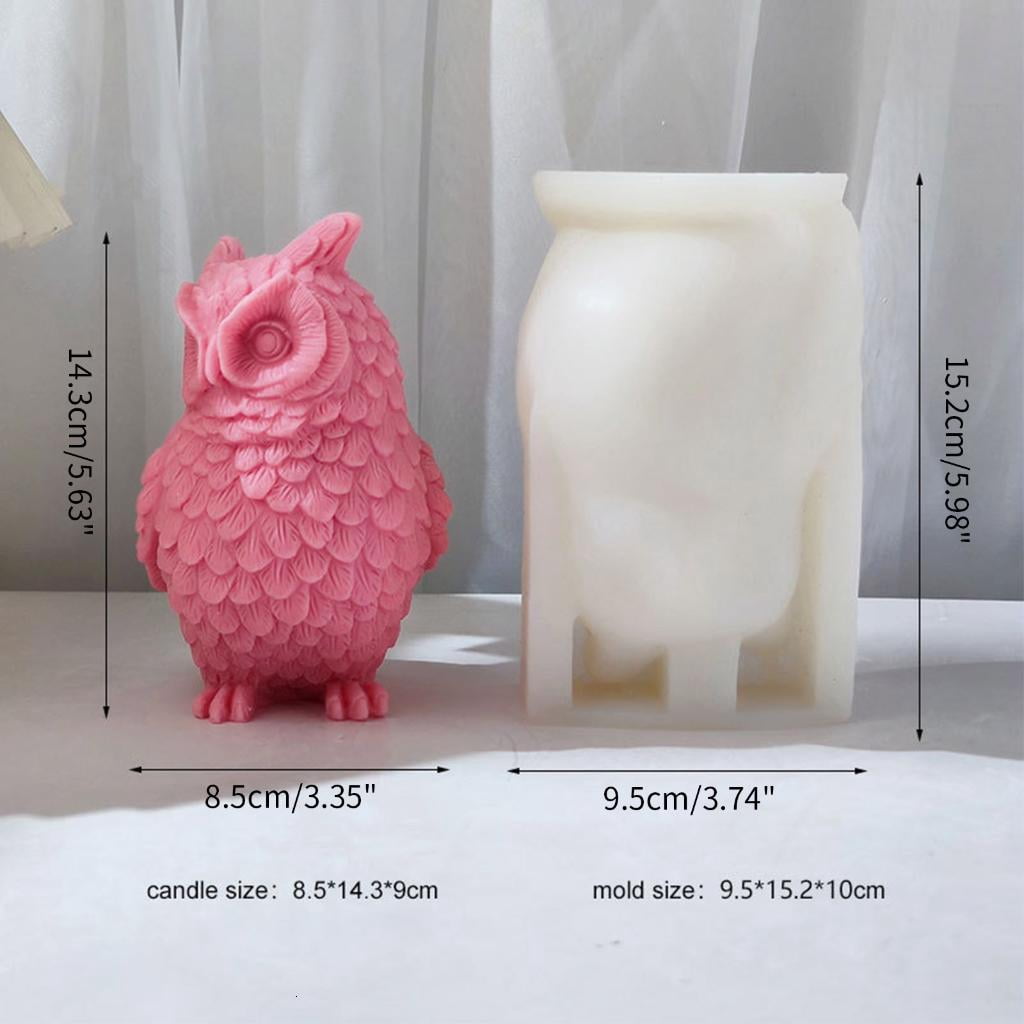 Osdhezcn Standing Owl Silicone Molds Epoxy Resin Mold Candle Mold for Making Craft