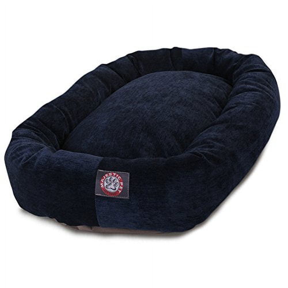 Majestic Pet Villa Velvet Bagel Pet Bed for Dogs, Calming Dog Bed Washable, Extra Large, Navy Blue