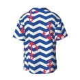 thumbnail image 5 of Uemuo Nautical Anchors Pattern Cotton Linen Short Sleeve Shirts,Casual Lightweight Button Down Shirts,Vacation Beach Summer Tops-4X-Large, 5 of 7