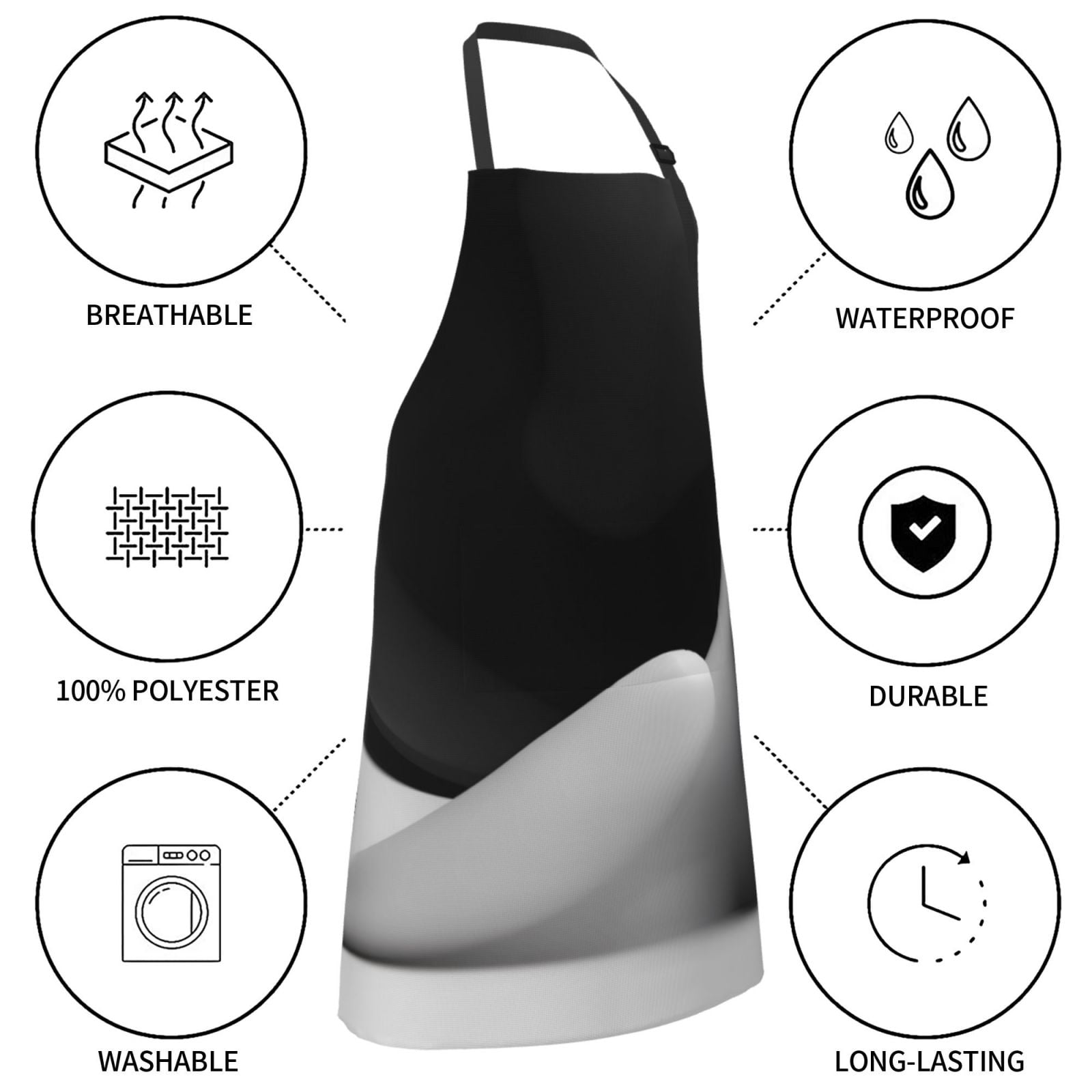 Kdxio Black White Fluid Sculpture Apron with Pockets Adjustable Kitchen Aprons for Men Women Waterproof Aprons for Cooking,Drawing,Crafting, Baking Household Cleaning