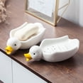 thumbnail image 2 of White Cute Duck Animal Ceramic Soap Dishes Self Draining Soap Holder with Drain Drainage for Shower Bathroom Kitchen, 2 of 8