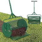 Barara King 24 Inch Peat Moss Spreader Compost Roller with Adjustable T Handle for Outdoor Lawn Garden Seeding Fertilizing, Green