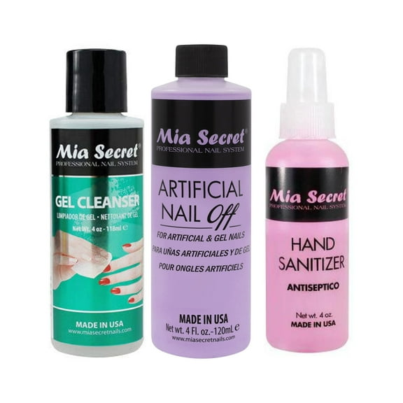 Mia Secret Gel Cleanser, Hand Sanitizer & Artificial Nail Off - 4 oz each