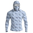 thumbnail image 2 of Men's Shark Print Fishing Hoodie, Long Sleeve UPF 50+ Sun Protection Shirt with Built-in Face Mask and Thumbholes Dark Gray XXXL, 2 of 9