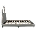 thumbnail image 3 of Morden Faux Leather Upholstered Bed Frame with Upholstered Headboard No Box Spring Needed Wood Platform Bed with Rabbit Ornament, Easy Assembly (Gray,Full), 3 of 9